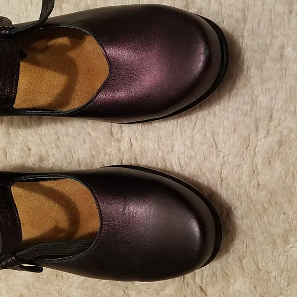 NAOT NEW PURPLE/ BROWN LEATHER MARY JANE SHOES SIZE  37