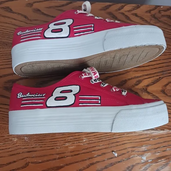 Nascar Sneakers Dale Earnhart Racing Red Sz 9 Red Lace Unisex