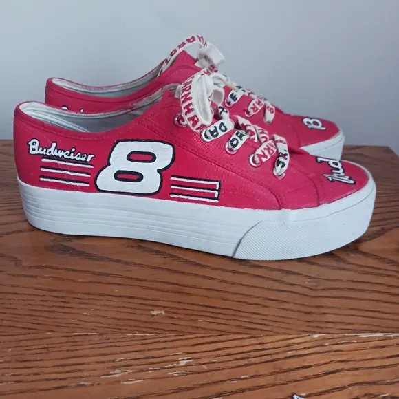 Nascar Sneakers Dale Earnhart Racing Red Sz 9 Red Lace Unisex