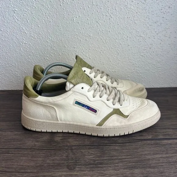 Nate’ in Itali Majorana Cream Green Suede Leather Casual Shoes Mens Size 44 / 11