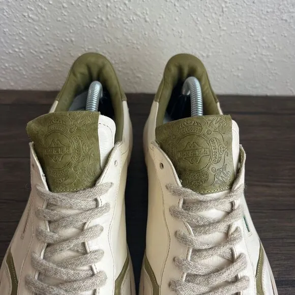 Nate’ in Itali Majorana Cream Green Suede Leather Casual Shoes Mens Size 44 / 11