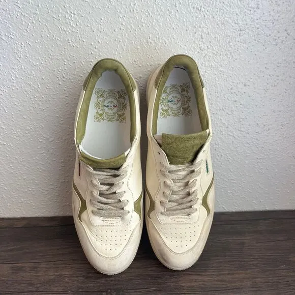 Nate’ in Itali Majorana Cream Green Suede Leather Casual Shoes Mens Size 44 / 11