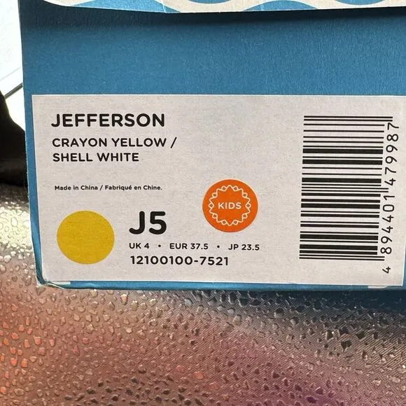 Native Kids Jefferson Sandals Shoes - Crayon Yellow / Shell White Size J5