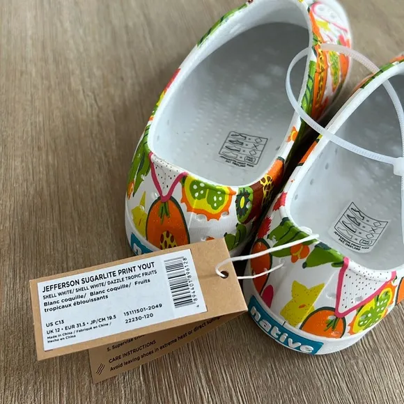 Native Shoes Jefferson Tropical Fruits Slip On Tennis Shoes Youth Child 13