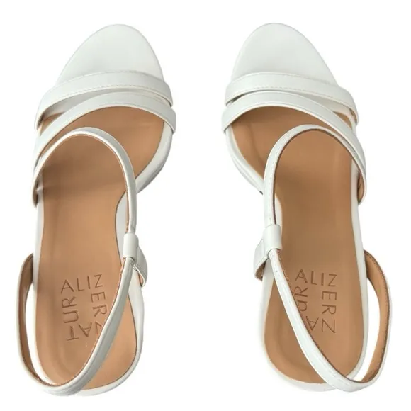 Naturalizer Brenta Women's White Strappy High Heels White Smooth Size 6 Wide
