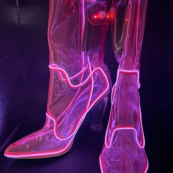 Neon Cowboys Pink LED Light-Up Boots