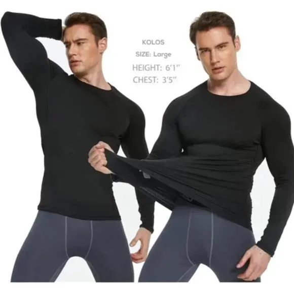New 5 Pack Men's Thermal Compression Shirt Fleece Lined Long Sleeve