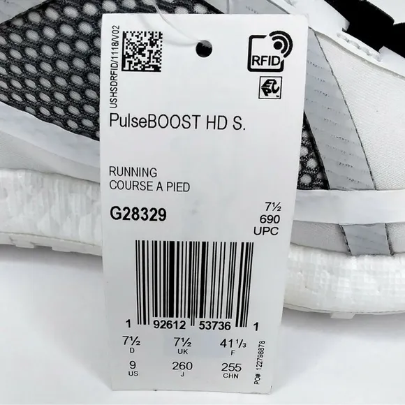 NEW Adidas by Stella McCartney Pulse Boost HD S Sneakers Size 9 White Black