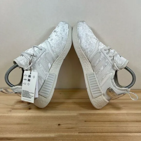 NEW Adidas NMD R1 running shoes womens 7 Velour Crystal White Silver