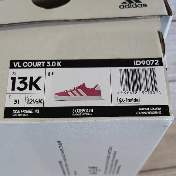 *New Adidas VL Court 3.0 K Pink Sneakers