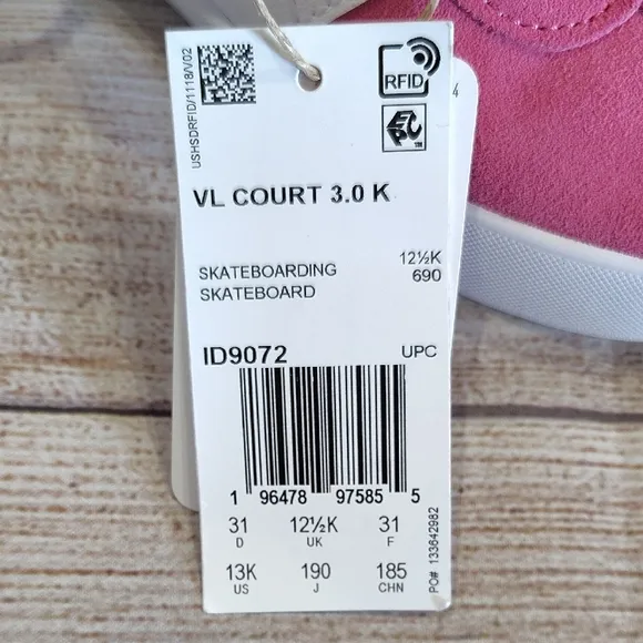 *New Adidas VL Court 3.0 K Pink Sneakers
