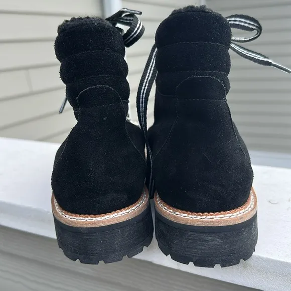 NEW Anthropologie x Silent D Black Suede Rexi Lace-Up Ankle Hiker Boots Sz 10.5