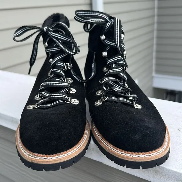 NEW Anthropologie x Silent D Black Suede Rexi Lace-Up Ankle Hiker Boots Sz 10.5