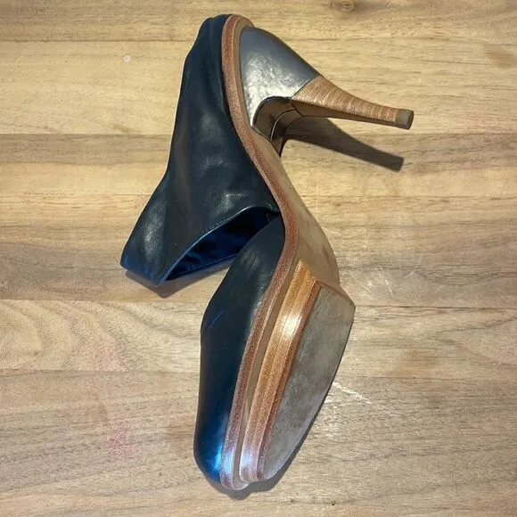 New Anthropologie x Leifsdottir Black Leather Platform Heels EU 39 and EU 38.5