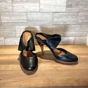 New Anthropologie x Leifsdottir Black Leather Platform Heels EU 39 and EU 38.5