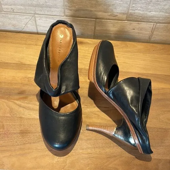 New Anthropologie x Leifsdottir Black Leather Platform Heels EU 39 and EU 38.5