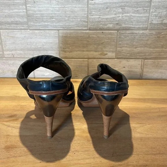 New Anthropologie x Leifsdottir Black Leather Platform Heels EU 39 and EU 38.5