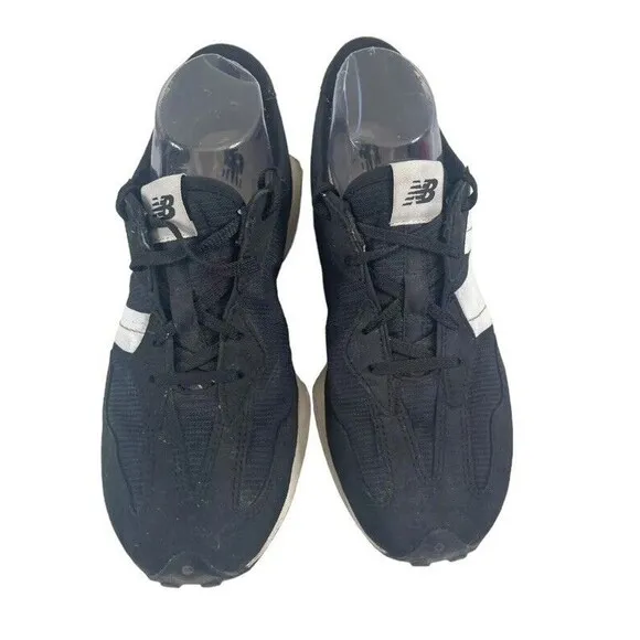 New Balance 327 Running Sneakers Kids US 6.5 Black White Leather Shoes GS327GS