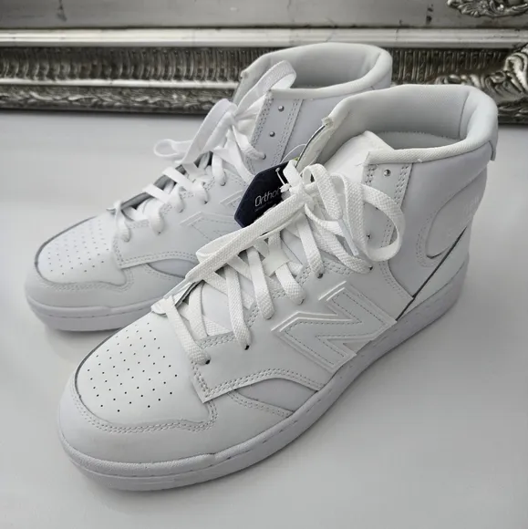 New Balance 480 High Top Sneakers. Unisex Men Size 10.5 Women 12. Triple White.