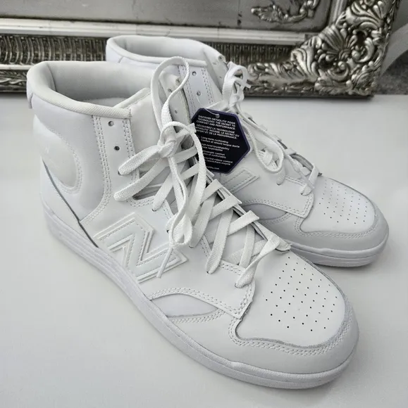 New Balance 480 High Top Sneakers. Unisex Men Size 10.5 Women 12. Triple White.