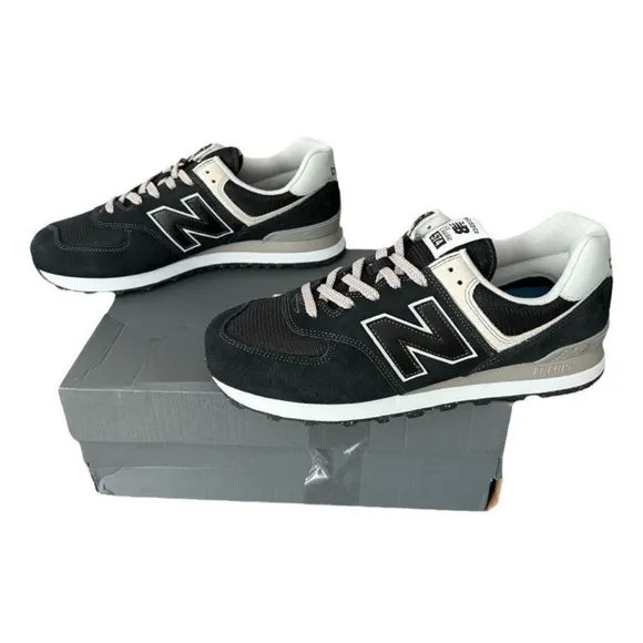 New Balance 574 Core Sneakers Shoes Men 11.5 Women 13 Black White