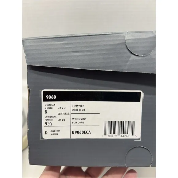 New Balance 9060 Unisex Sneakers Running White/Grey Women 9.5 Men 8 New in Box