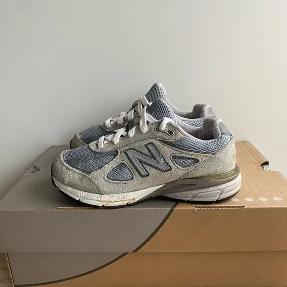 New Balance 990 V4 Grey/White Kids Sneakers - SZ 13 C