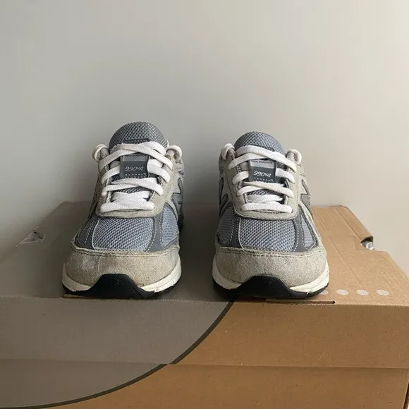 New Balance 990 V4 Grey/White Kids Sneakers - SZ 13 C