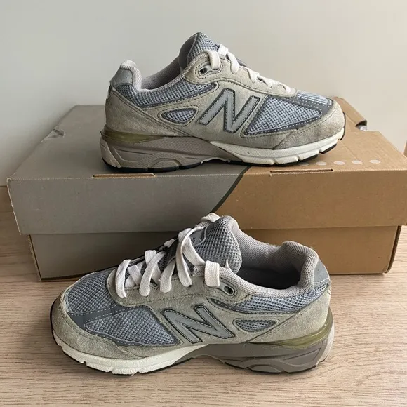 New Balance 990 V4 Grey/White Kids Sneakers - SZ 13 C