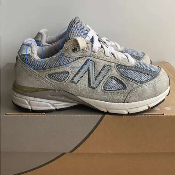New Balance 990 V4 Grey/White Kids Sneakers - SZ 13 C