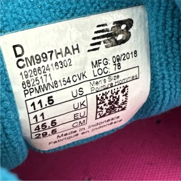 New Balance 997H Castlerock Gray Blue Pink Running Sneakers Mens Size 11.5 D