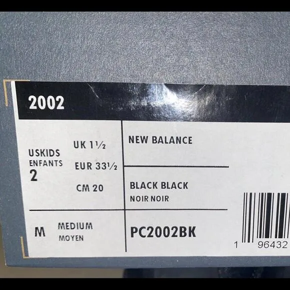 New Balance Casual Shoes Black PC2002BK Size 2