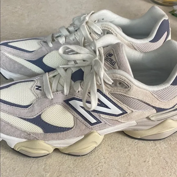 New Balance Cream and Blue Sneakers