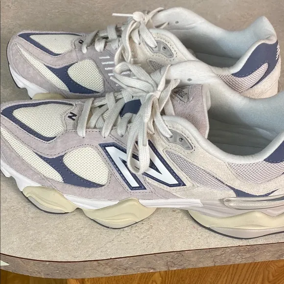 New Balance Cream and Blue Sneakers