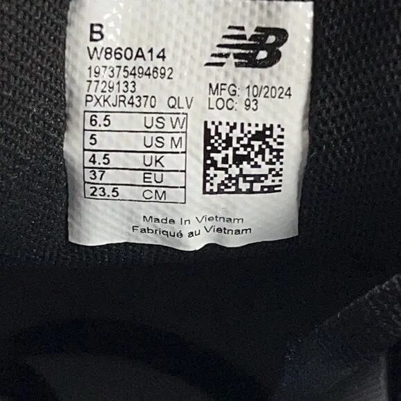 New Balance FF X 860 V14 Womens Size 6.5 B Running Shoes Black EUC!