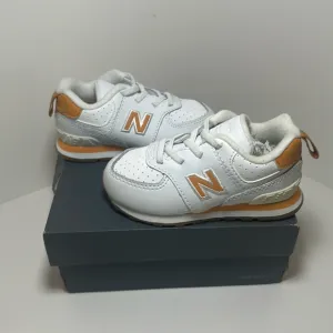 New Balance Kids' White and Orange Sneakers size 6 Toddler