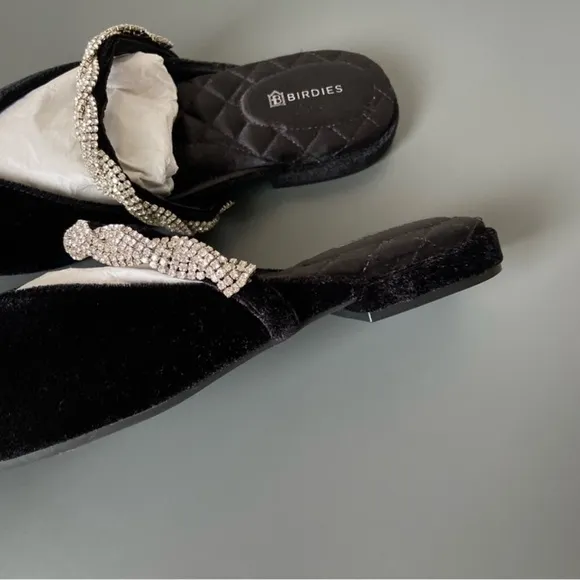 New Birdies The Swan Velvet Gem Bracelet Flats Shoes​​​