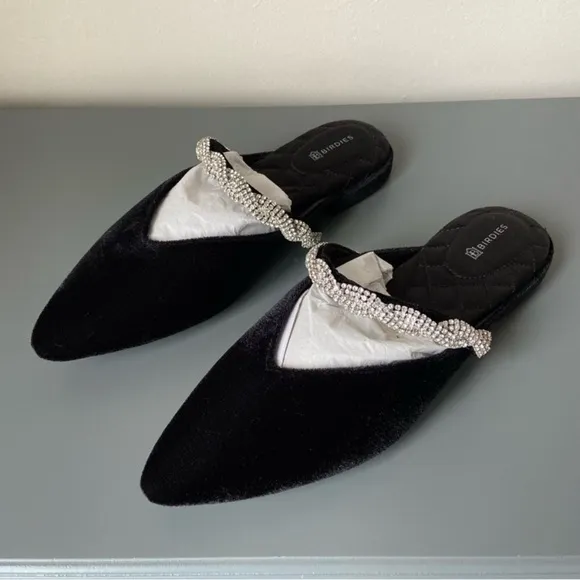 New Birdies The Swan Velvet Gem Bracelet Flats Shoes​​​