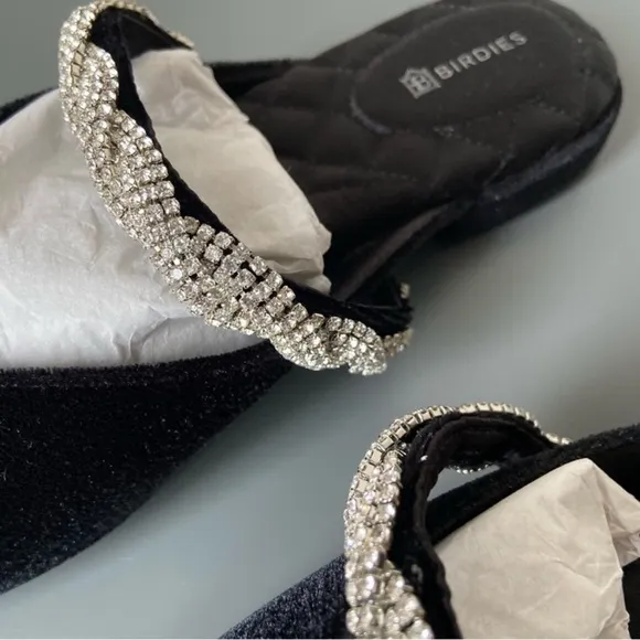 New Birdies The Swan Velvet Gem Bracelet Flats Shoes​​​