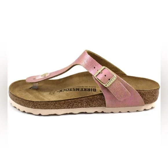 NEW Birkenstock Gizeh Suede Pink Metallic Leather Sandals SZ 37 6.5