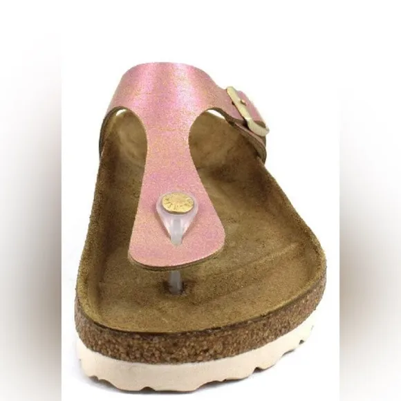 NEW Birkenstock Gizeh Suede Pink Metallic Leather Sandals SZ 37 6.5
