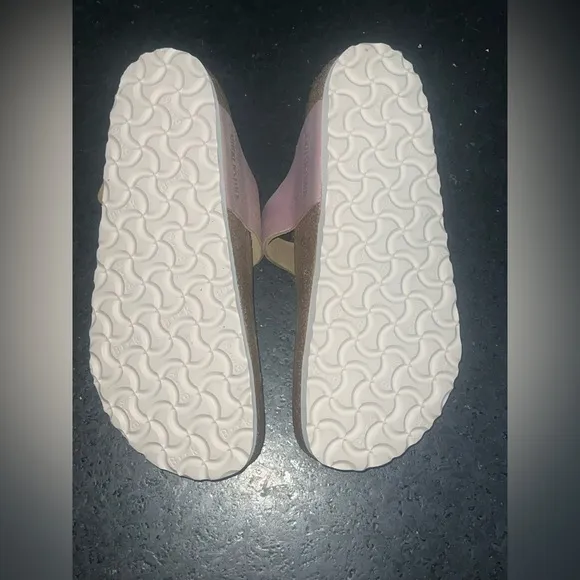 NEW Birkenstock Gizeh Suede Pink Metallic Leather Sandals SZ 37 6.5