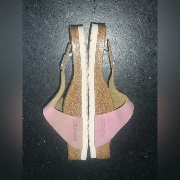 NEW Birkenstock Gizeh Suede Pink Metallic Leather Sandals SZ 37 6.5
