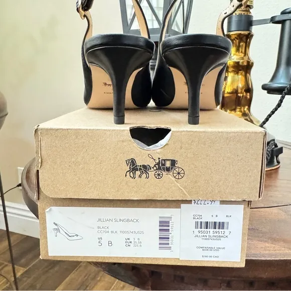 ✅NEW “Coach” Jillian Women’s Slingback Strap Shoes. Black US 5B