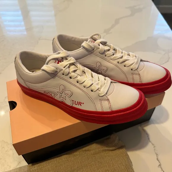 NEW: Converse Golf le Fleur Unisex Men's 7.5, Women's 9.5 Red &amp; White Sneakers