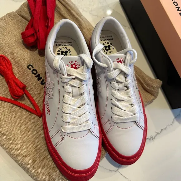 NEW: Converse Golf le Fleur Unisex Men's 7.5, Women's 9.5 Red &amp; White Sneakers