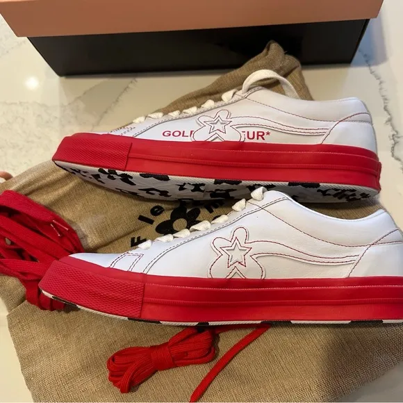 NEW: Converse Golf le Fleur Unisex Men's 7.5, Women's 9.5 Red &amp; White Sneakers