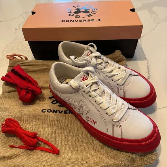 NEW: Converse Golf le Fleur Unisex Men's 7.5, Women's 9.5 Red &amp; White Sneakers