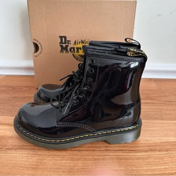 NEW Dr. Martens Kids Boots Black Patent Size 3