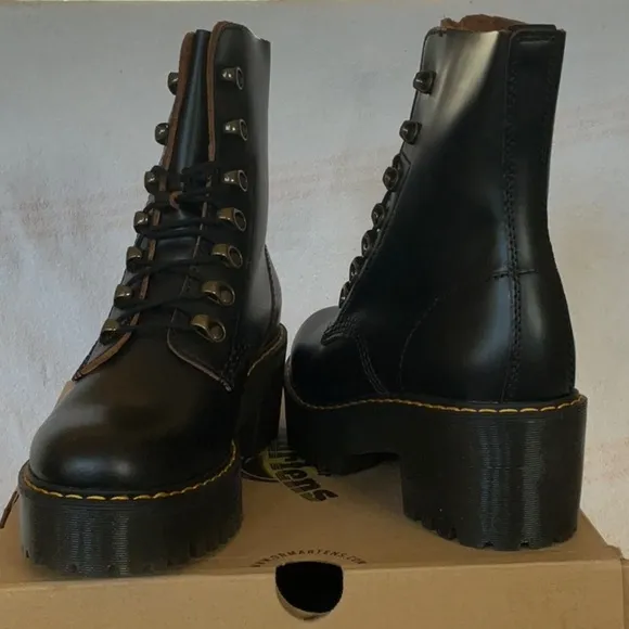 NEW DR MARTENS Leona Black Women's Boots by